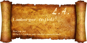 Lamberger Anikó névjegykártya